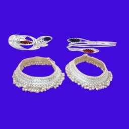 AamNa Enterprises Silver-Plated Stone-Studded & Beaded Jewellery Set-picture-14