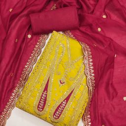 LeeliPeeri Designer Paisley Embroidered Sequinned Silk Unstitched Dress Material-picture-16