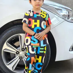 Nakshatra Kids Typography Printed T-shirt with Trousers-picture-19