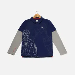 Peter England Kids Blue Cotton Printed Polo T-Shirt-picture-37