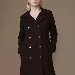 Kazo Women Notched Lapel Collar Double-Breasted Overcoat-picture-35