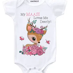 KNITROOT Short Sleeves Maasi Loves Me Deerly Printed Onesie - White-image-22