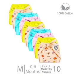 chrish Chirsh New Born Baby Cloth Diapers/Nappies Reusable Organic Cotton Cloth Nappy Washable Cloth Nappies With String Medium Langot (Pack Of 10) -Multi Color-picture-13