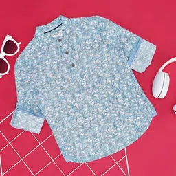 Pantaloons Junior Cotton Full Sleeves Printed Shirt - Sky Blue-picture-11