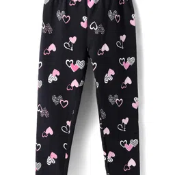 Babyhug Cotton Lycra Knit Legging With Heart Print - Black-picture-12