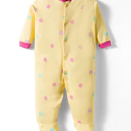 Kidi Wav Full Sleeves Paw Printed Sleepsuit - Yellow-picture-12
