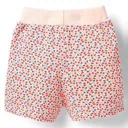 Evimo Single Jersey Knit Knee Length Shorts With Heart Print - Cream image 2