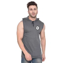 BEYOU FASHION Men Solid Sleeveless Hood Casual T-shirt-image-54