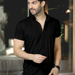 Metronaut Men Textured Spread Collar Cotton Casual Shirt-image-14