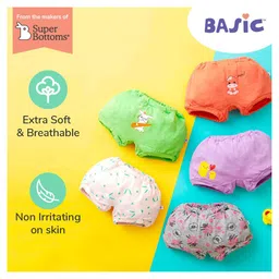 SuperBottoms Pack Of 15 Super Soft 100% Pure Cotton Breathable Bloomers - Multi Colour image 5