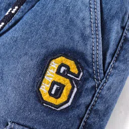 Babyhug Full Length Washed Denim Jeans with Number Embroidery - Blue image 4