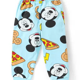 Babyhug Disney Single Jersey Full Sleeve Night Suit Mickey Mouse All Over Print - Light Blue image 5