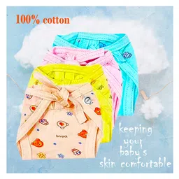 chrish Chirsh New Born Baby Cloth Diapers/Nappies Reusable Organic Cotton Cloth Nappy Washable Cloth Nappies With String Medium Langot (Pack Of 10) -Multi Color image 5