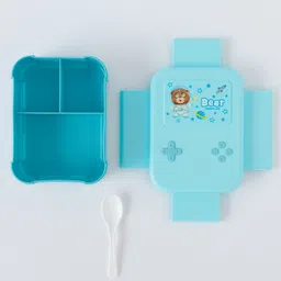 fab n funky Freezer & Leak Proof Lunch Box with Bear Theme Print - Light Blue image 5