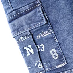 Babyhug Full Length Washed Denim Jeans with Number Embroidery - Blue image 5