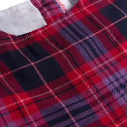 Babyhug Cotton Woven Full Sleeves Winter Frock With Checks & Belt - Purple image 5