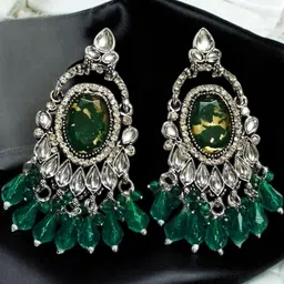 Anouk Artificial Stones Studded And Beaded Contemporary Drop Earrings image 2