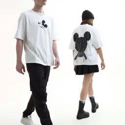 Only White X Mickey Printed Unisex Oversized T-Shirt image 5