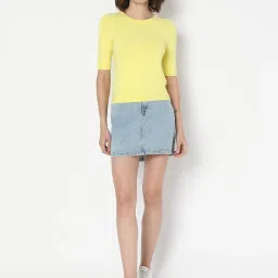 Vero Moda Yellow Solid Half Sleeves Tops image 5
