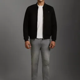 Louis Philippe Black Regular Fit Bomber Jacket image 5