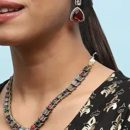 Biba Gold Plated Stone Studded Jewellery Set image 5