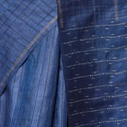 Fabindia Navy Blue Silk Regular Fit Woven Saree image 5