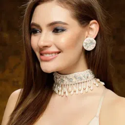 Moedbuille Pearls Beads & Crystals Studded Handcrafted Contemporary Design Tasselled Jewellery Set-image-60