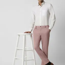 Van Heusen Pink Skinny Fit Texture Trousers image 5
