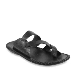 Metro Men's Black Cross Strap Sandals-picture-23