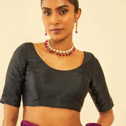 Soch Purple Striped Saree With Unstitched Blouse image 5