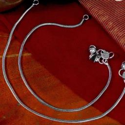 Teejh Single Line Silver Oxidized Ghungroo Anklets-picture-11