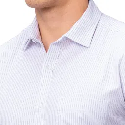 Park Avenue Violet Cotton Slim Fit Striped Shirt image 5