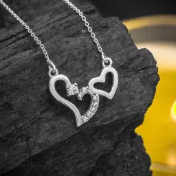 Anayra 92.5 Sterling Silver Heart Pendant with Chain for Women-picture-10