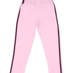 Dyca Kids Pink Cotton Color Block Trackpants-image-4