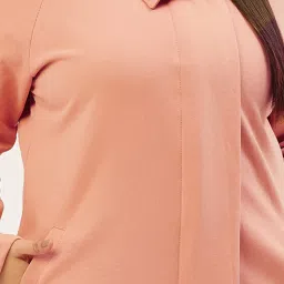 theRebelinme Plus Size Pink Fleece Relaxed Fit Tailored Jacket image 5