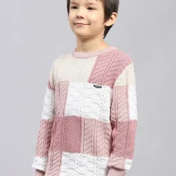 Monte Carlo Boys Pink Cotton Self Sweater image 5