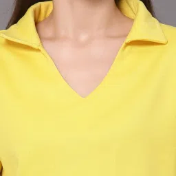KASSUALLY Yellow Cotton Relaxed Fit Crop Sweatshirt image 5