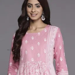 Indo Era Pink Printed Flared Kurta image 5