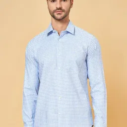 Byford by Pantaloons Aquamarine Cotton Slim Fit Checks Shirt-picture-24