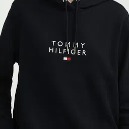TOMMY HILFIGER Navy Cotton Embellished Hoodie image 5