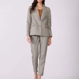 Fablestreet Grey Polyester Chequered Blazer image 5