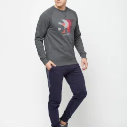 Sporto Anthra Melange Regular Fit Printed Sweatshirt image 5