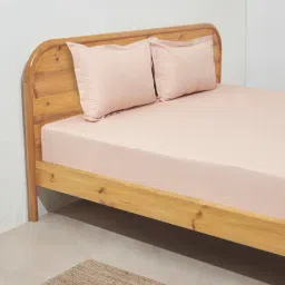 Westside Home Pink Solid Double Bed Flat Sheet and Pillowcase Set-image-29