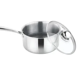Prabha Stainless Steel Silver Tri-Ply Hexa Cube Sauce Pan, Included Lid Non Stick - 18cm, 2.6L-image-13