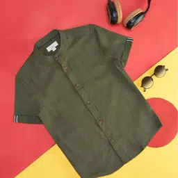 Pantaloons Junior Olive Cotton Regular Fit Shirt-picture-29