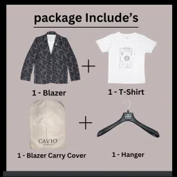 Cavio Kids Blue & White Printed Full Sleeves Blazer with T-Shirt image 5