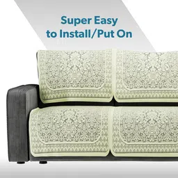 Kuber Industries Unisex Cream Sofa Covers image 2