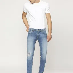 Pepe Jeans Light Indigo Blue Slim Fit Distressed Jeans image 5