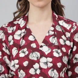 Latin Quarters Maroon & Black Printed Shift Dress image 5