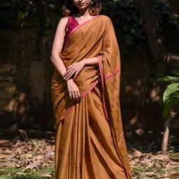 Suta Mustard Cotton Printed Saree Without Blouse-picture-18